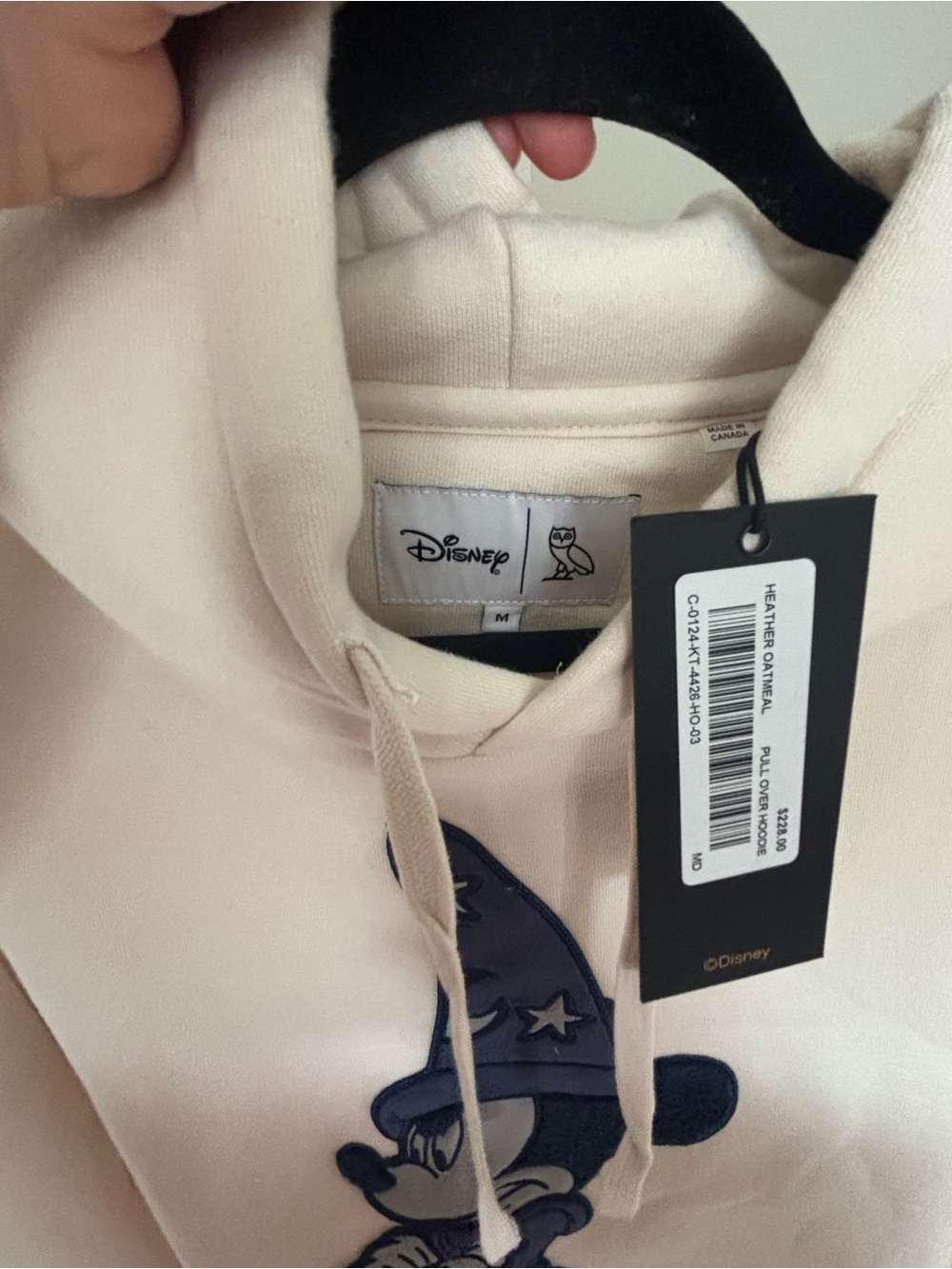 OVO Disney Collab Cream Hoodie with Navy Sorcerer Mickey Graphic Size M